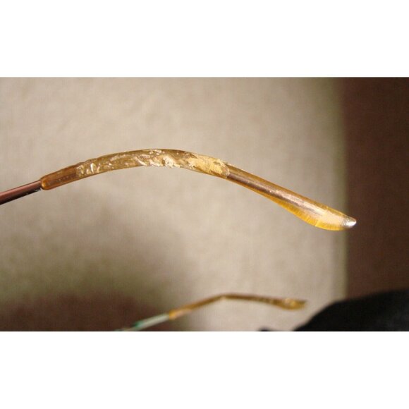 Full Rim Gold Oval Eyeglasses Frame Abalone Shell Insets Arms w/ Case Rose Gold? - Picture 11 of 13